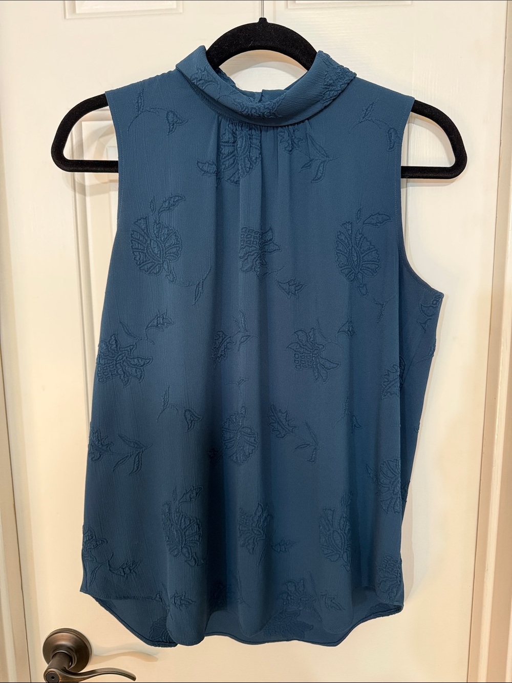 Ann Taylor Sleeveless Mock Neck Camisole in Deep Cadet Blue